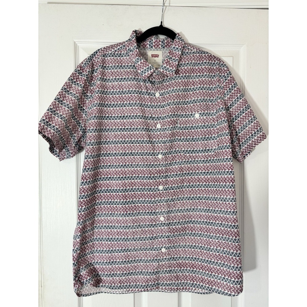 Levi's Men's Short Sleeve Button-Down Size XL , Red White And Blue